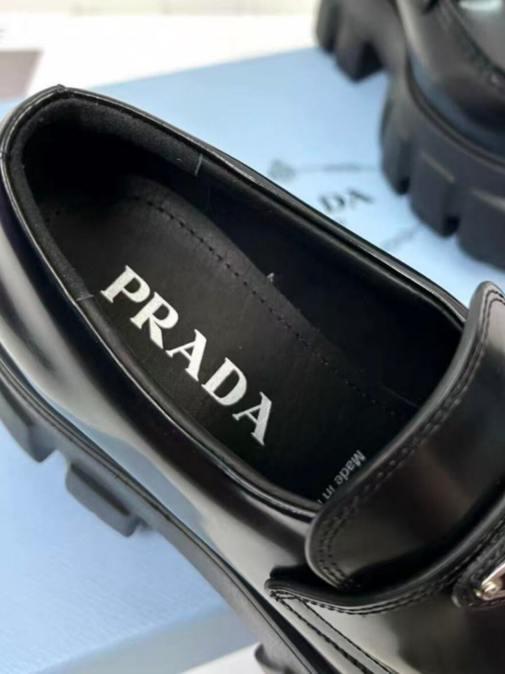 🐕Prada Triangle Logo Lug Sole Loafers - Picture 7 of 8